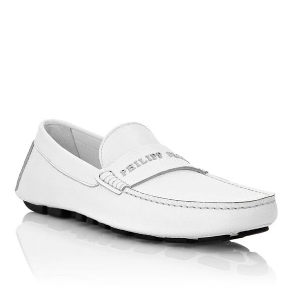 PHILIPP PLEIN Leather Moccasin, Size 44/11